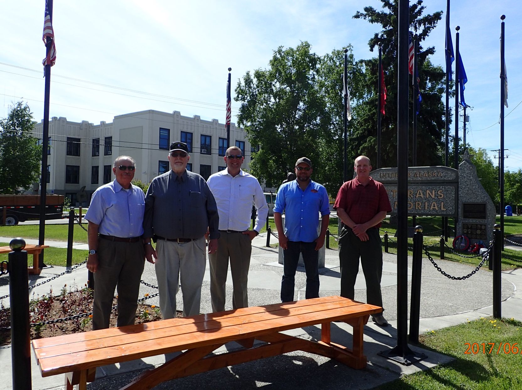 Veteran's Memorial Park has new benches crafted by Laborers Local 942 students
